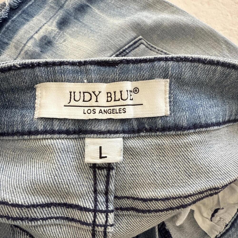 Judy Blue Dip Dye Ombre Denim Jean Boho Cowgirl Festival Frayed Cut Off Shorts L - Picture 6 of 7